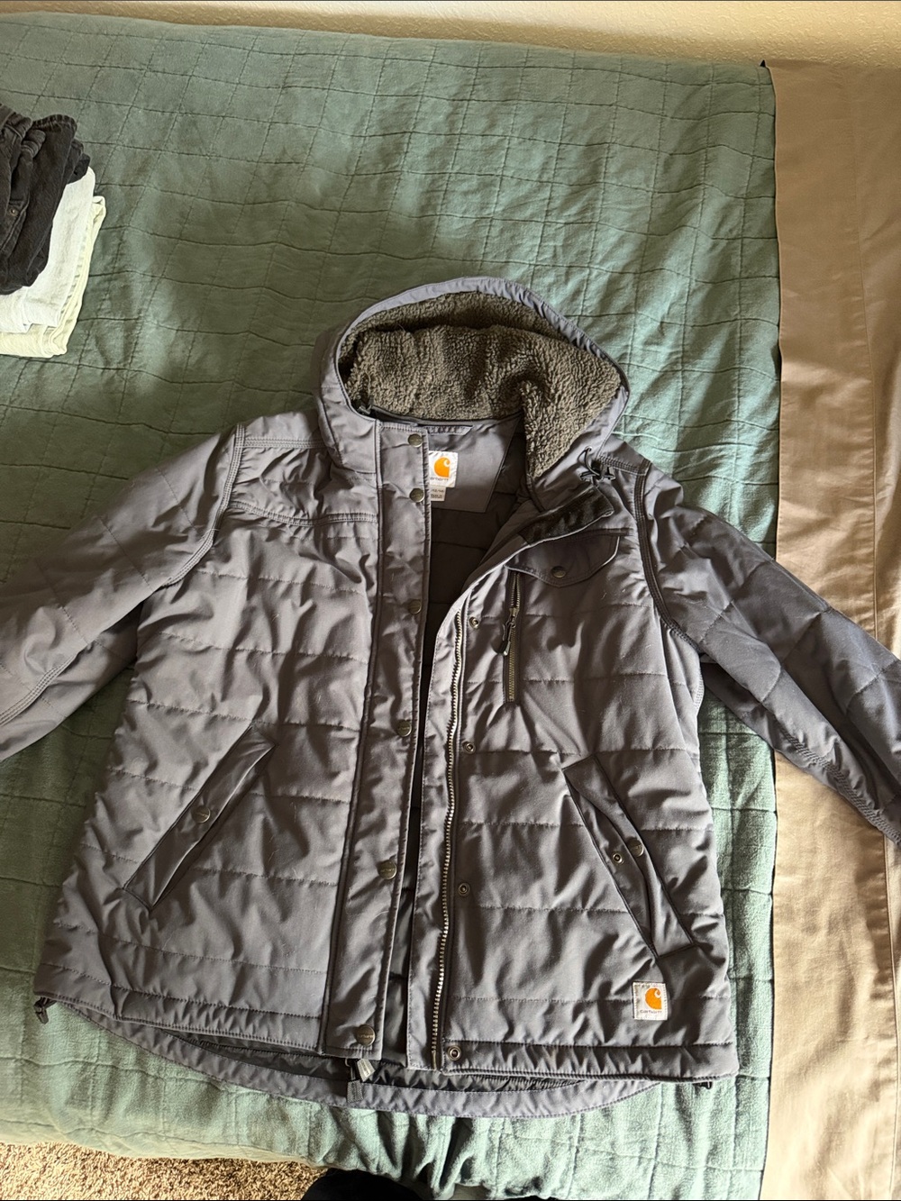 Carhartt Kids Blue/Gray Quilted Hooded Puffer Jacket